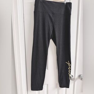 PINK Victoria's Secret Dark Gray Leggings with Logo and Wide Waistband - Size XL